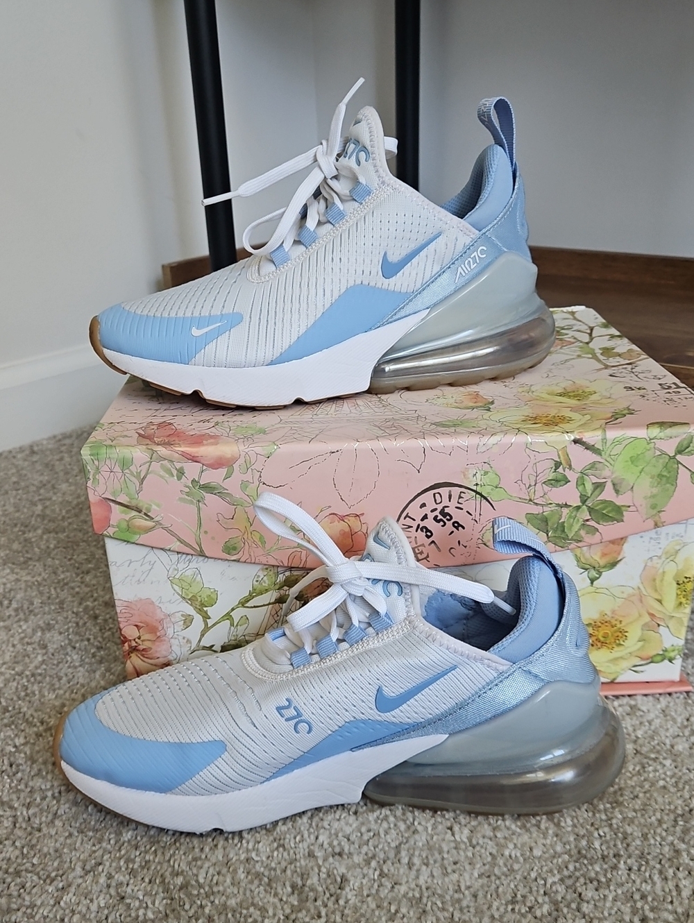 Nike Women’s Air Max 270 Pale Blue and White Sneakers